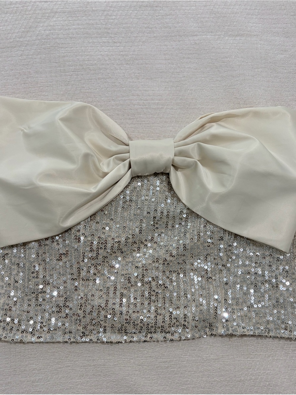 Wildfox Ivory Sequin Bow Bandeau Top